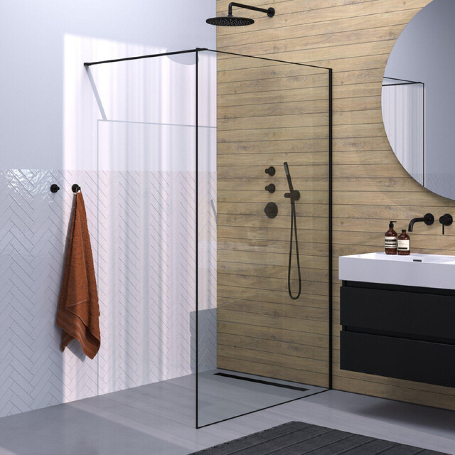 BRAUER Black Frame Inloopdouche helder glas met frame 120x200cm - mat zwart GS-ILMP1H120200S afbeelding 1