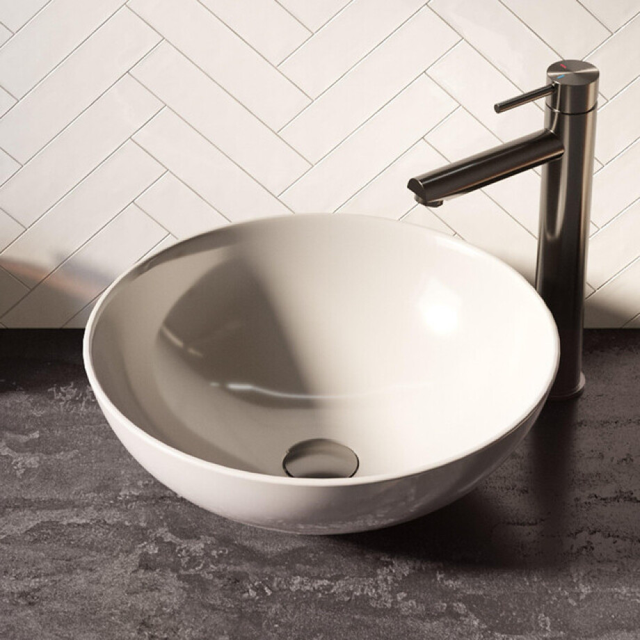 BRAUER Bowl waskom - 40x40cm - rond - keramiek - glans wit WK-BO40ROHW afbeelding 1