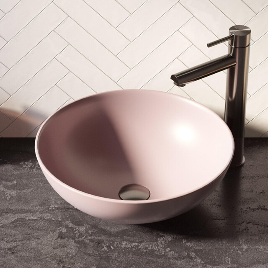 BRAUER Bowl waskom - 40x40cm - rond - keramiek - mat pastel roze WK-BO40ROMPR afbeelding 1