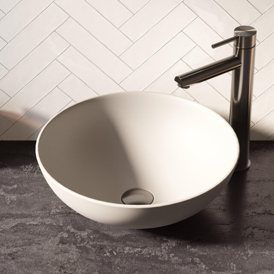 BRAUER Bowl waskom - 40x40cm - rond - keramiek - mat wit WK-BO40ROMW BRAUER Bowl waskom - 40x40cm - rond - keramiek - mat wit WK-BO40ROMW afbeelding 1