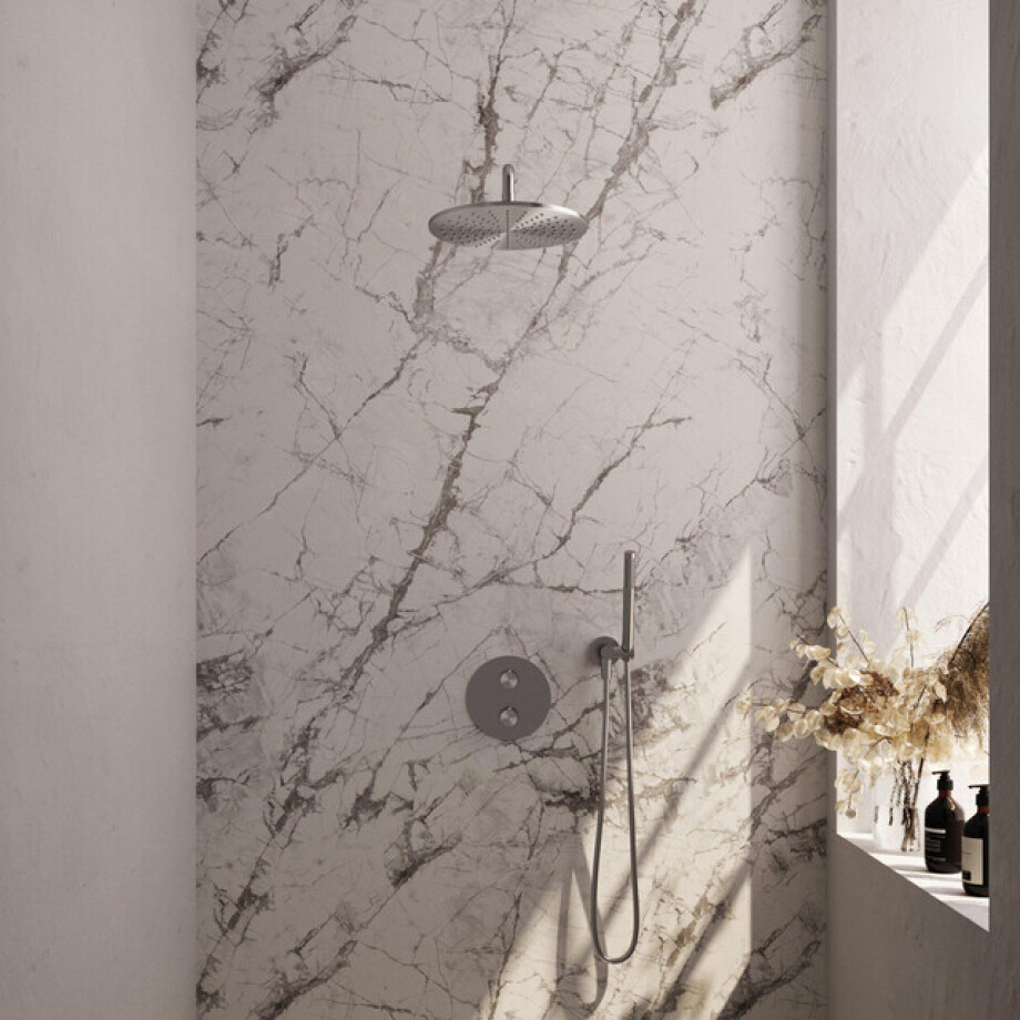 BRAUER Brushed Edition thermostatische Inbouw Regendouche - 3-weg - rond - set 76 - 30cm hoofddouche - gebogen muurarm - staaf handdouche - doucheslang - wandaansluitbocht - RVS geborsteld PVD 5-NG-270 BRAUER Brushed Edition thermostatische Inbouw Regendouche - 3-weg - rond - set 76 - 30cm hoofddouche - gebogen muurarm - staaf handdouche - doucheslang - wandaansluitbocht - RVS geborsteld PVD 5-NG-270 afbeelding 1