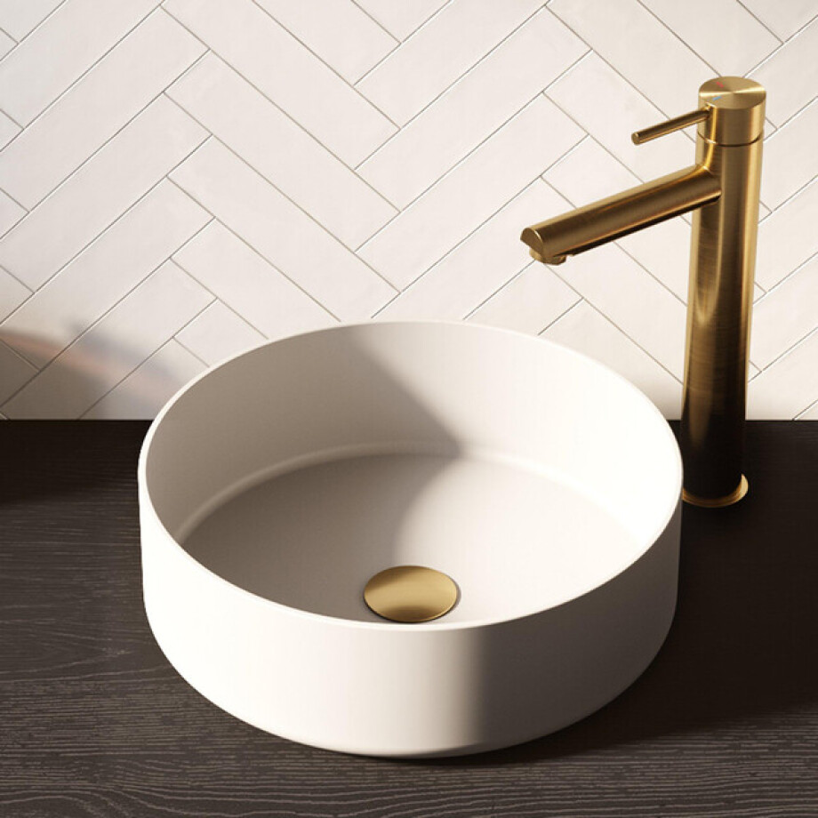 BRAUER Circle waskom - 36x36cm - rond - keramiek - mat wit WK-CC36ROMW afbeelding 1
