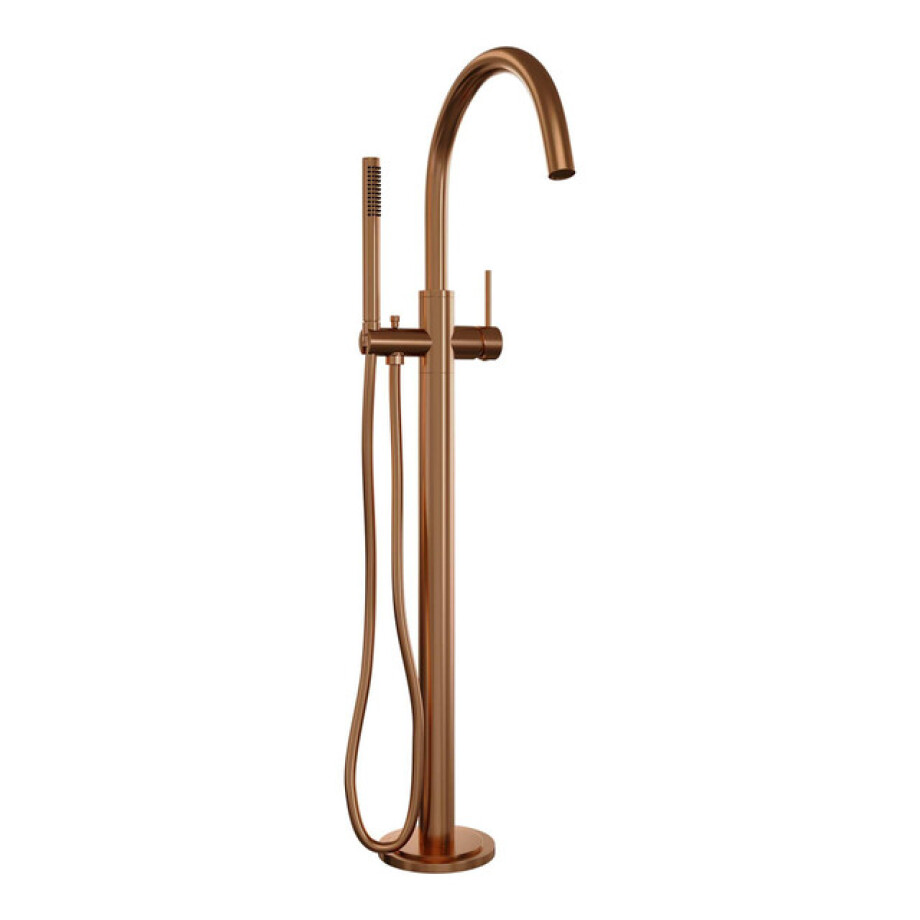 Brauer Copper Edition Staande Badkraan - handdouche staaf 1 stand -2 gladde knoppen - PVD - geborsteld koper 5-GK-042-1 afbeelding 1