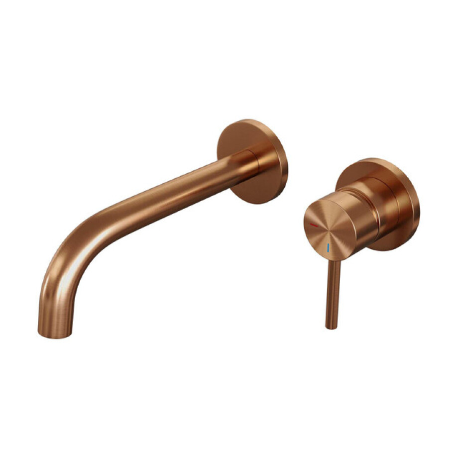 Brauer Copper Edition Wastafelmengkraan inbouw - gebogen uitloop links - hendel lang smal - model A 1 - PVD - geborsteld koper 5-GK-004 afbeelding 1