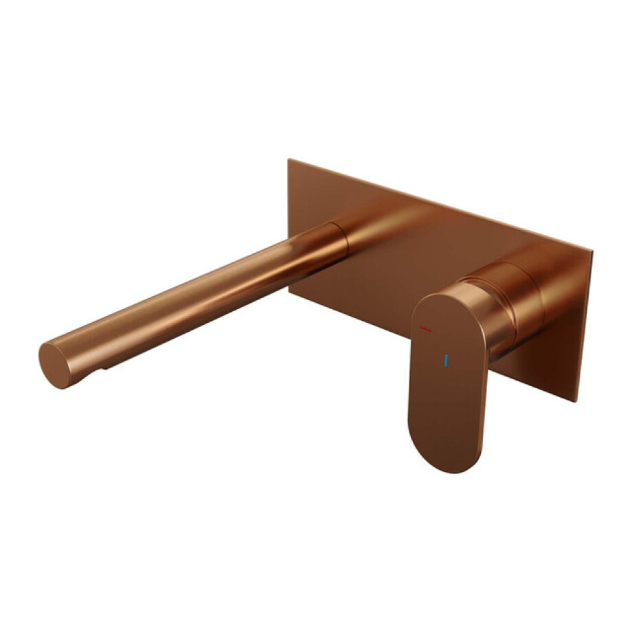 Brauer Copper Edition Wastafelmengkraan inbouw - rechte uitloop links - hendel breed plat - afdekplaat - model C 1 - PVD - geborsteld koper 5-GK-004-S3 afbeelding 1