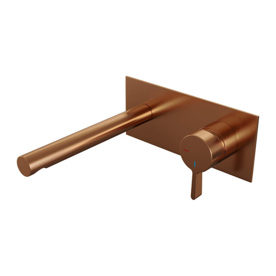 Brauer Copper Edition Wastafelmengkraan inbouw - rechte uitloop links - hendel middel dik - afdekplaat - model E 1 - PVD - geborsteld koper 5-GK-004-S1 afbeelding 1
