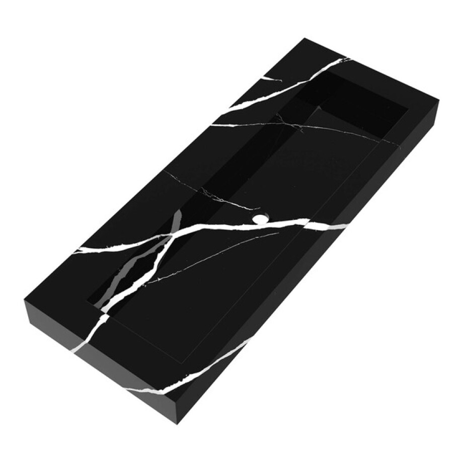 BRAUER Coral wastafel - 120x46x10cm - 1 wasbak - 0 kraangaten - composiet - marmerlook - Nero Marquina WT-CA120-10NM BRAUER Coral wastafel - 120x46x10cm - 1 wasbak - 0 kraangaten - composiet - marmerlook - Nero Marquina WT-CA120-10NM afbeelding 1