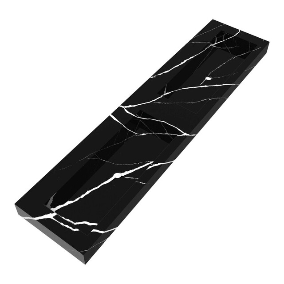 BRAUER Coral wastafel - 200x46x10cm - 2 wasbakken - 0 kraangaten - composiet - marmerlook - Nero Marquina WT-CA2000NM BRAUER Coral wastafel - 200x46x10cm - 2 wasbakken - 0 kraangaten - composiet - marmerlook - Nero Marquina WT-CA2000NM afbeelding 1