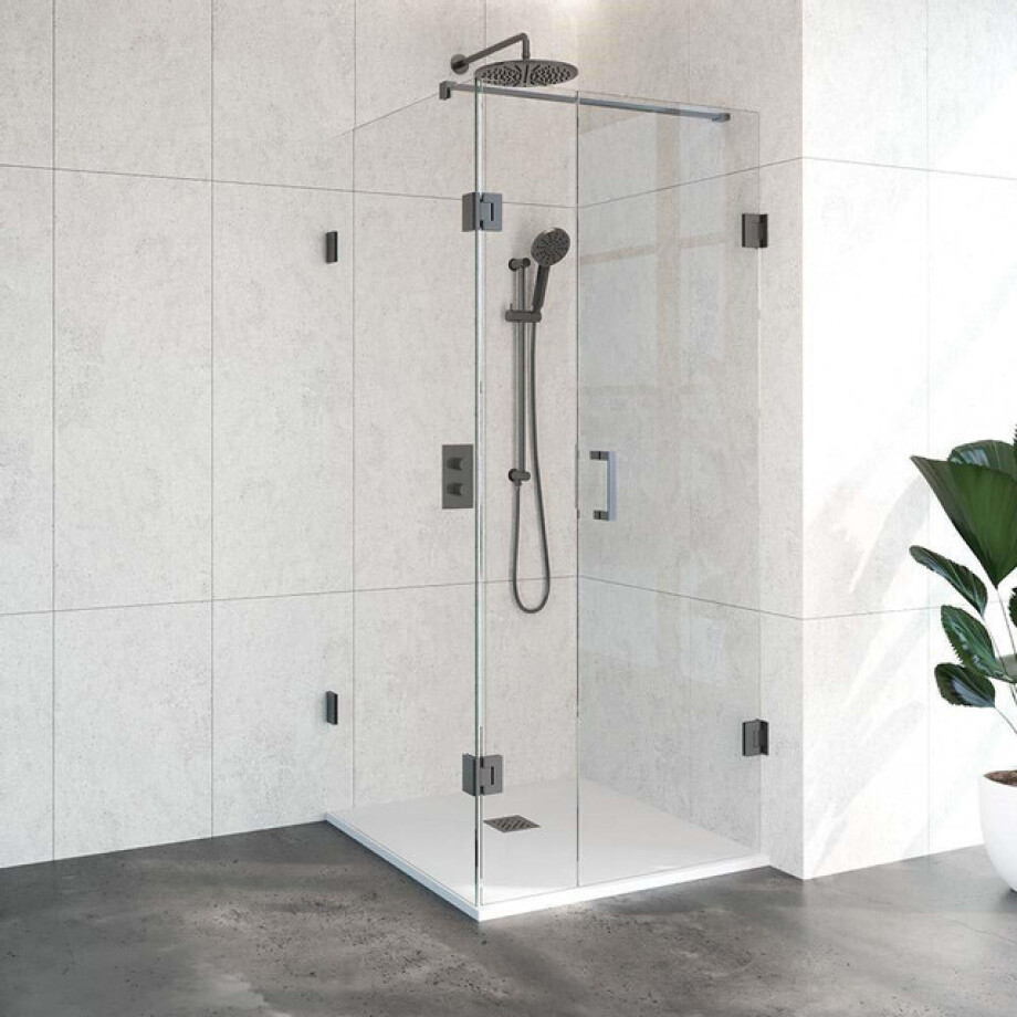 BRAUER Create Complete Profielloze Douchecabine Vierkant 3-delig pendel 90x90 Gunmetal geborsteld 4JC11-90X90M afbeelding 1