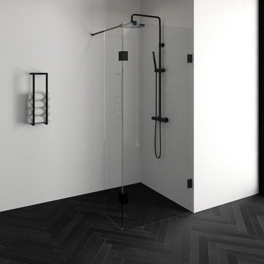 BRAUER Create Inloopdouche - 90x200cm - profielloos - 40cm - draaibare zijwand - antikalk - 8mm veiligheidsglas - antraciet mat 4JC3-90/40A afbeelding 1