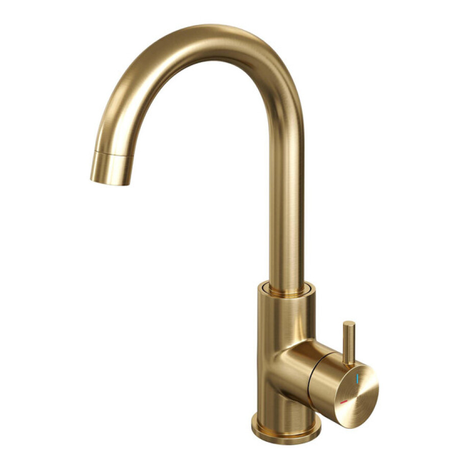 Brauer Gold - Edition Wastafelmengkraan opbouw - hoog - draaibaar - ronde uitloop - model b - PVD - geborsteld goud 5-GG-003-R2 afbeelding 1