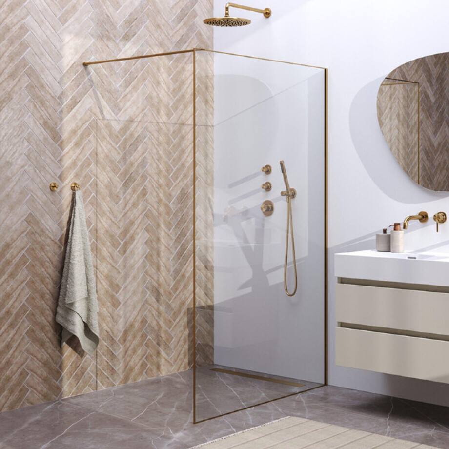 BRAUER Gold Frame Inloopdouche helder glas met frame 120x200cm - goud geborsteld GS-ILMP1H120200GG BRAUER Gold Frame Inloopdouche helder glas met frame 120x200cm - goud geborsteld GS-ILMP1H120200GG afbeelding 1