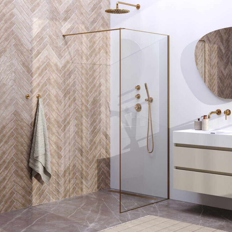 BRAUER Gold Frame Inloopdouche helder glas met frame 90x200cm - goud geborsteld GS-ILMP1H90200GG afbeelding 1