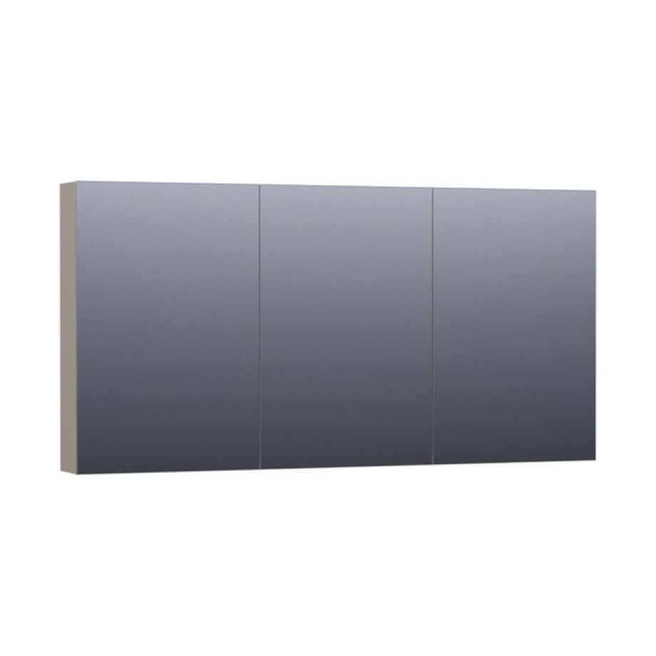 BRAUER Impress Deluxe spiegelkast - 140x70x15cm - interne en externe verlichting - 3 dubbelzijdige spiegeldeuren - mat taupe SK-IMD140MT afbeelding 1