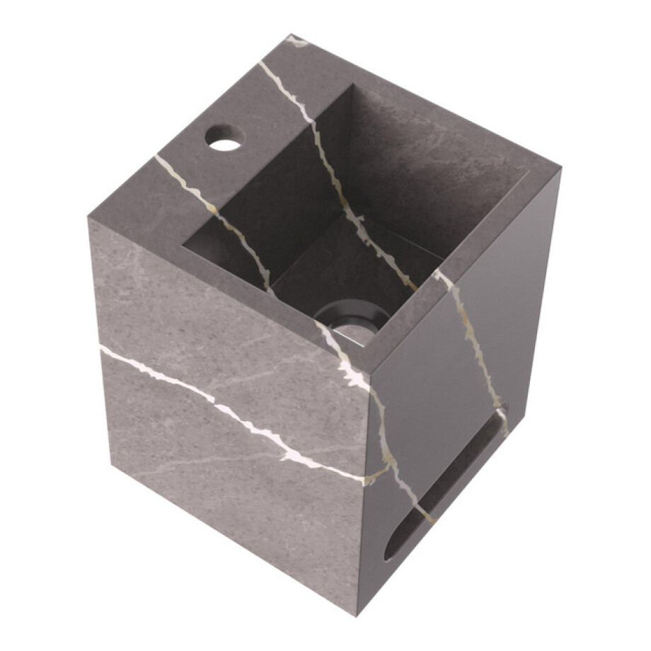 BRAUER Nova Fontein - 25x25x30cm - vrijhangend - blinde ophanging - 1 kraangat - marmerlook - Copper Brown FO-NO251CB afbeelding 1