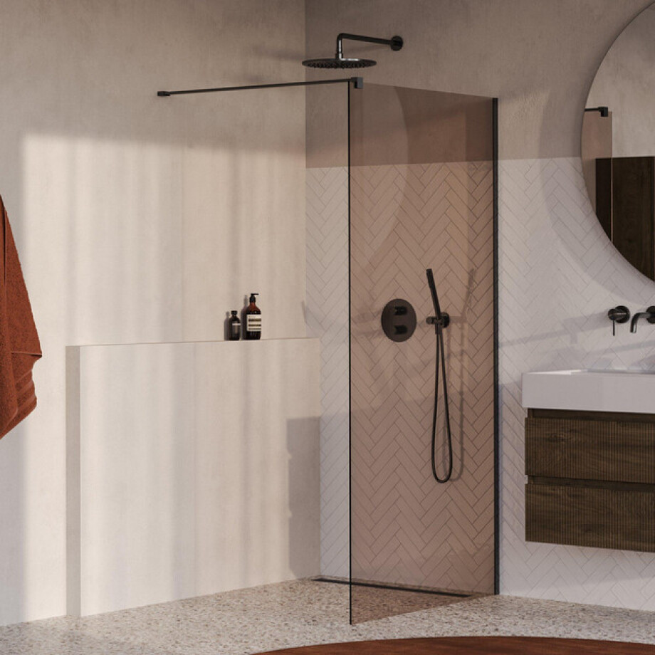 BRAUER Oblivion Inloopdouche - 100x200cm - glascoating - brons glas - geborsteld gunmetal PVD GS-OBI1B100200GM BRAUER Oblivion Inloopdouche - 100x200cm - glascoating - brons glas - geborsteld gunmetal PVD GS-OBI1B100200GM afbeelding 1