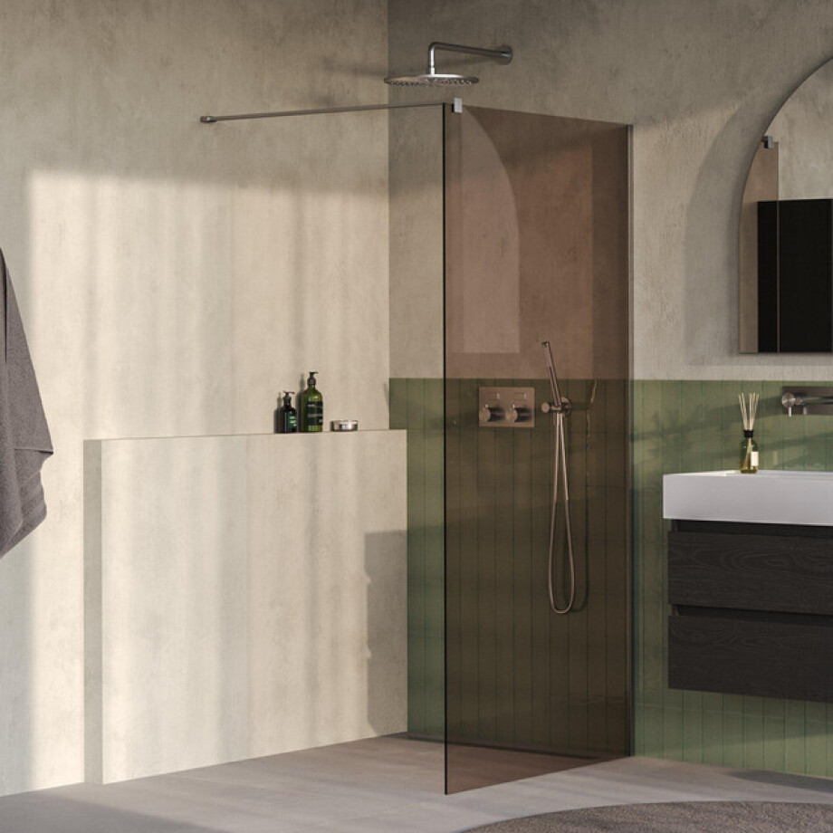 BRAUER Oblivion Inloopdouche - 100x200cm - glascoating - brons glas - Geborsteld RVS PVD GS-OBI1B100200NG BRAUER Oblivion Inloopdouche - 100x200cm - glascoating - brons glas - Geborsteld RVS PVD GS-OBI1B100200NG afbeelding 1