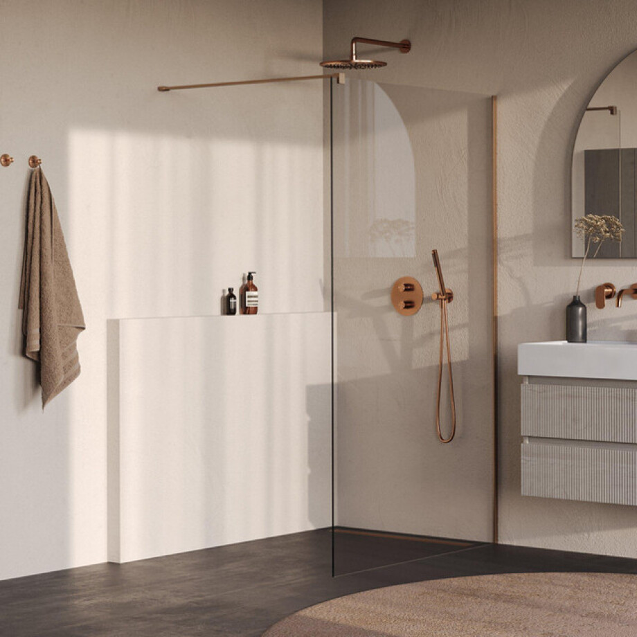 BRAUER Oblivion Inloopdouche - 110x200cm - glascoating - helder glas - geborsteld koper PVD GS-OBI1H110200GK BRAUER Oblivion Inloopdouche - 110x200cm - glascoating - helder glas - geborsteld koper PVD GS-OBI1H110200GK afbeelding 1