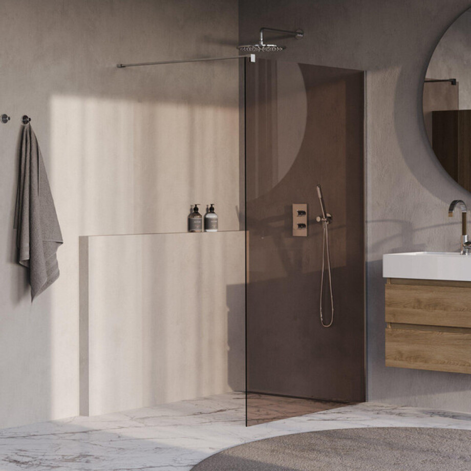BRAUER Oblivion Inloopdouche - 120x200cm - glascoating - brons glas - Chroom GS-OBI1B120200CE afbeelding 1