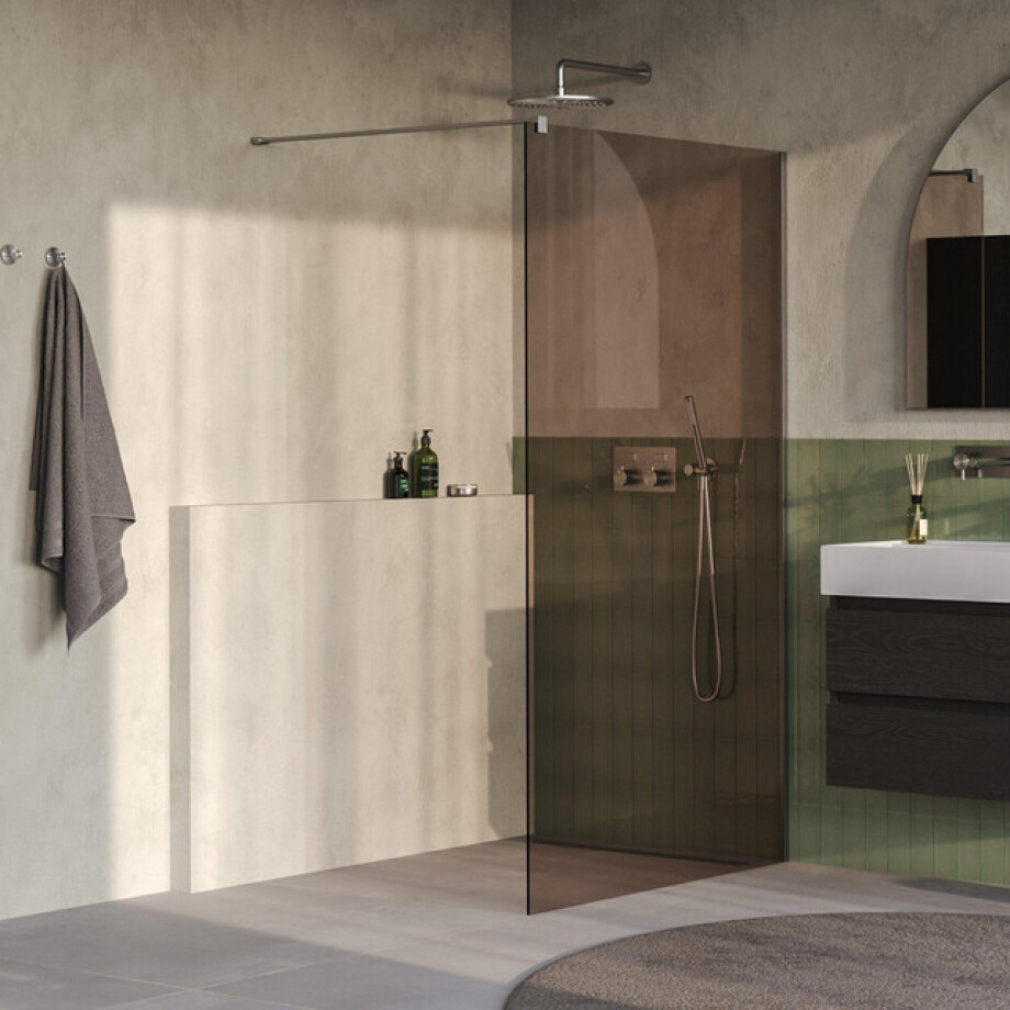 BRAUER Oblivion Inloopdouche - 120x200cm - glascoating - brons glas - Geborsteld RVS PVD GS-OBI1B120200NG afbeelding 1