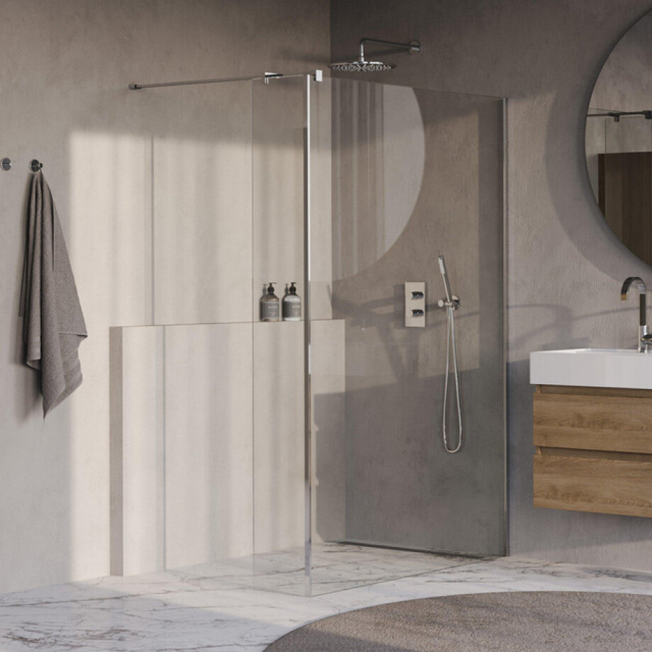 BRAUER Oblivion Inloopdouche - 140x200cm - 40cm zijwand - glascoating - helder glas - Chroom GS-OBI2H14040200CE afbeelding 1