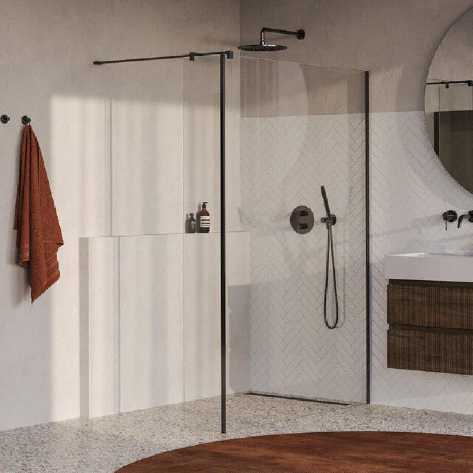 BRAUER Oblivion Inloopdouche - 140x200cm - 40cm zijwand - glascoating - helder glas - geborsteld gunmetal PVD GS-OBI2H14040200GM afbeelding 1