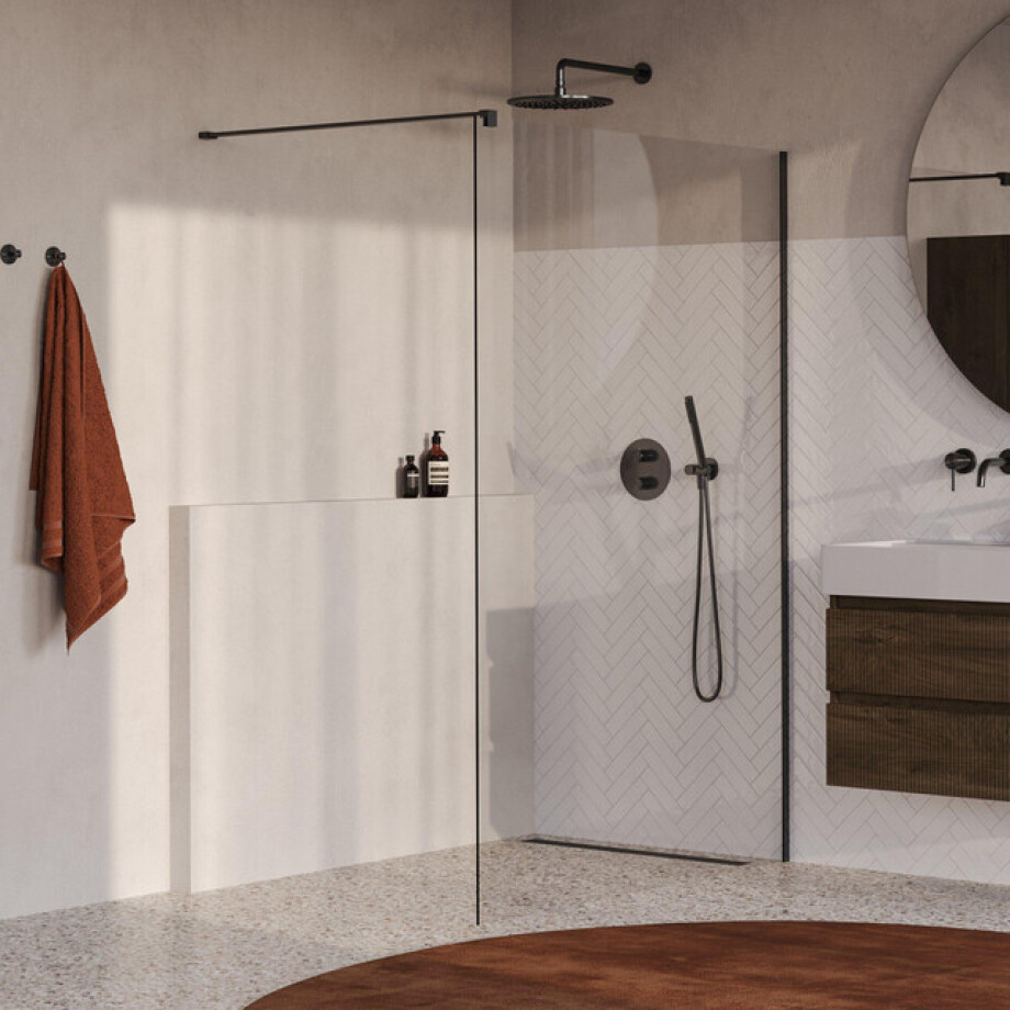 BRAUER Oblivion Inloopdouche - 140x200cm - glascoating - helder glas - geborsteld gunmetal PVD GS-OBI1H140200GM BRAUER Oblivion Inloopdouche - 140x200cm - glascoating - helder glas - geborsteld gunmetal PVD GS-OBI1H140200GM afbeelding 1