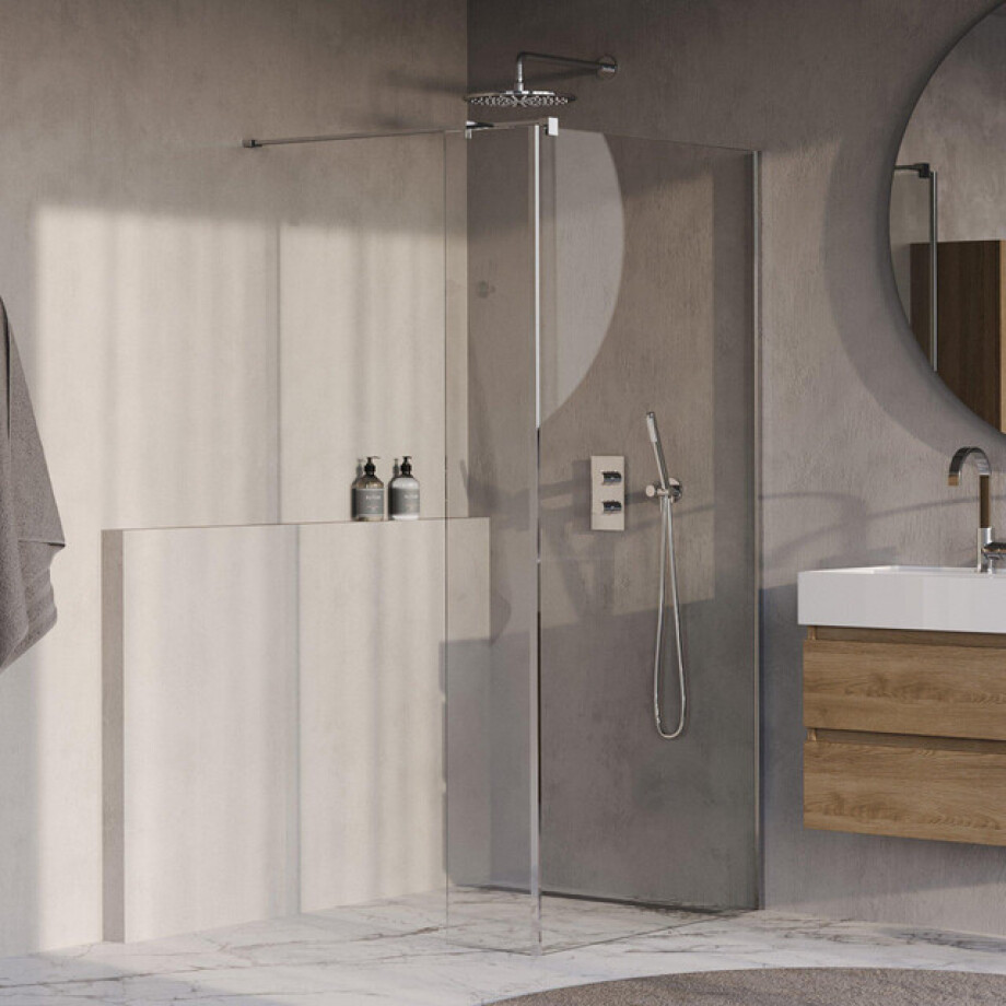 BRAUER Oblivion Inloopdouche - 90x200cm - 40cm zijwand - glascoating - helder glas - Chroom GS-OBI2H9040200CE afbeelding 1