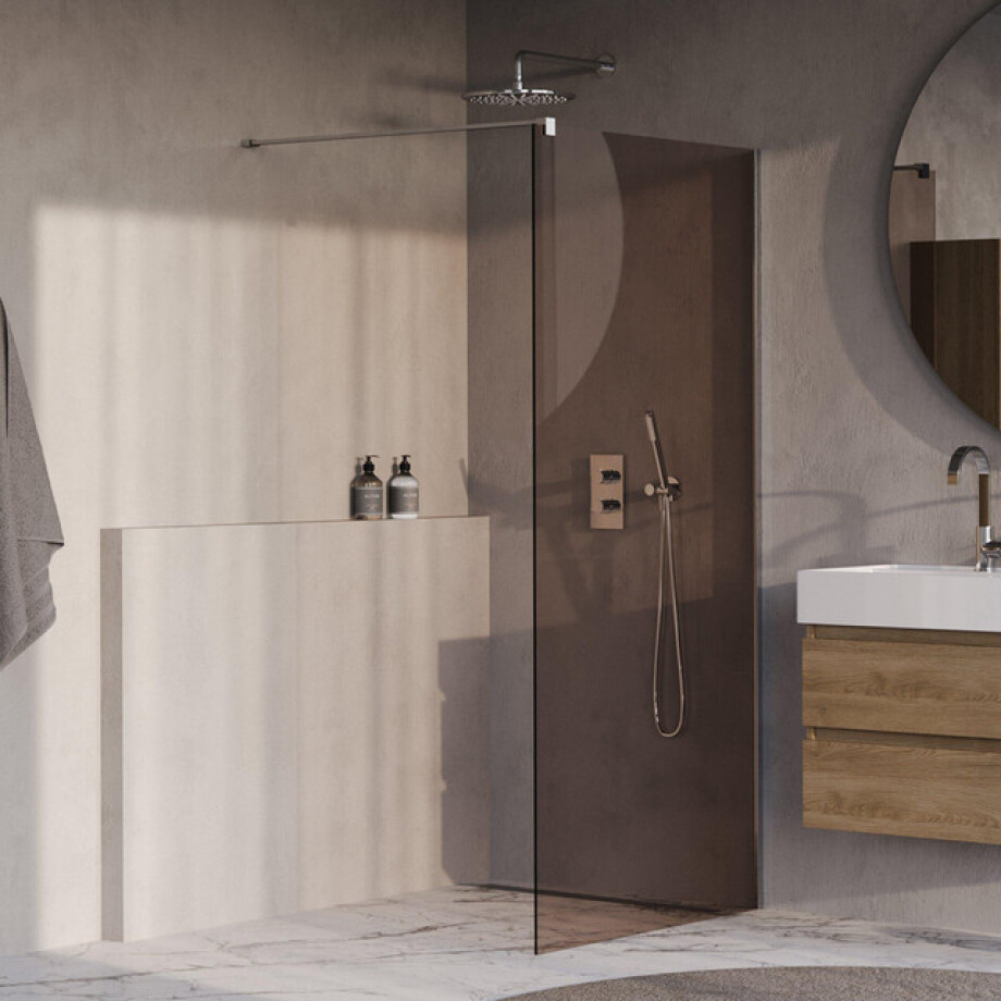BRAUER Oblivion Inloopdouche - 90x200cm - glascoating - brons glas - Chroom GS-OBI1B90200CE afbeelding 1