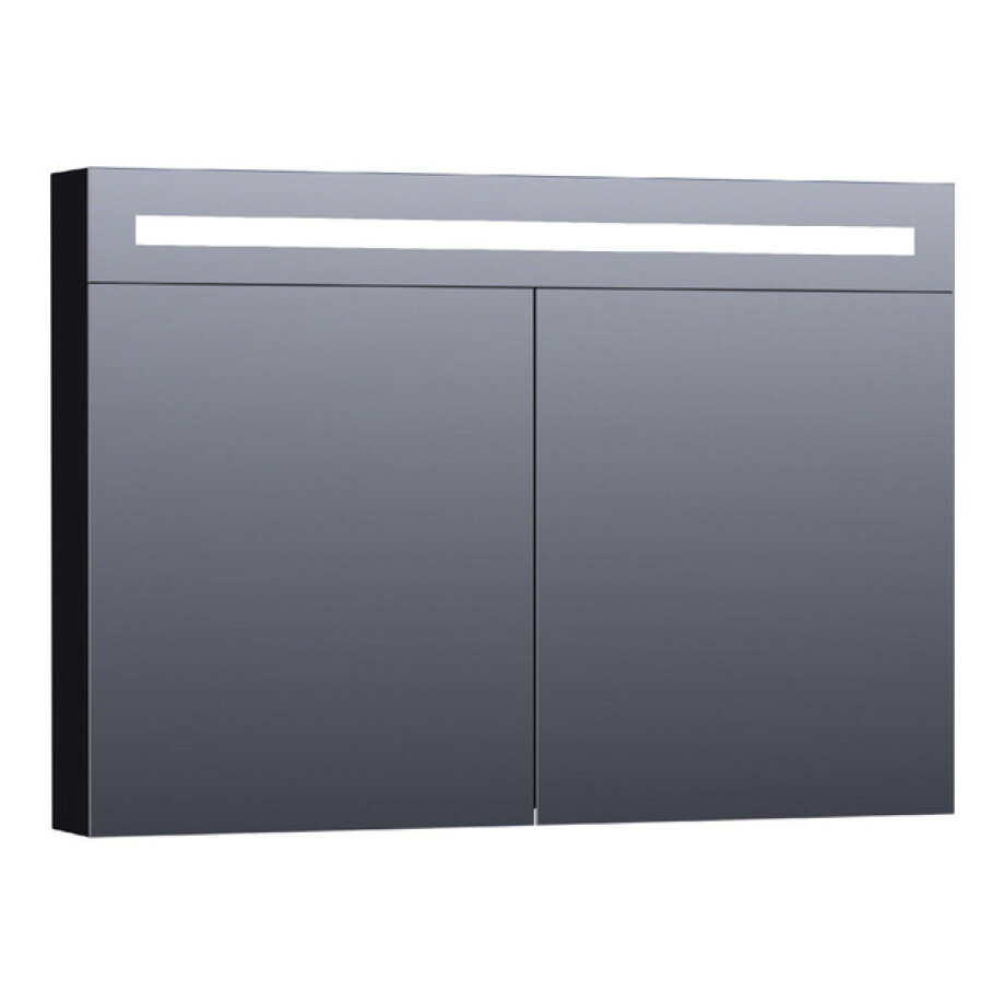 BRAUER Promise Deluxe spiegelkast - 100x70x15cm - met directe verlichting - 2 dubbelzijdige spiegeldeuren - mat zwart SK-PRD100MZ afbeelding 1