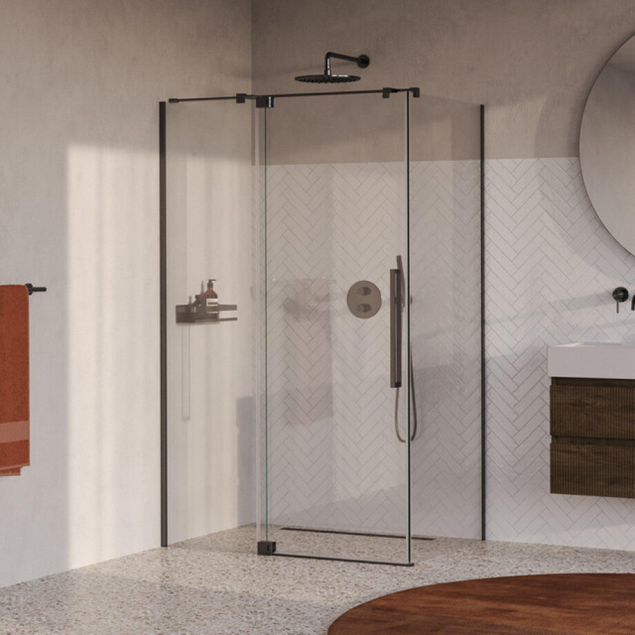 BRAUER Stellar Douchecabine - 120x100x200cm - draaideur - glascoating - omkeerbaar - helder glas - geborsteld gunmetal PVD GS-SRC1H120100200GM afbeelding 1