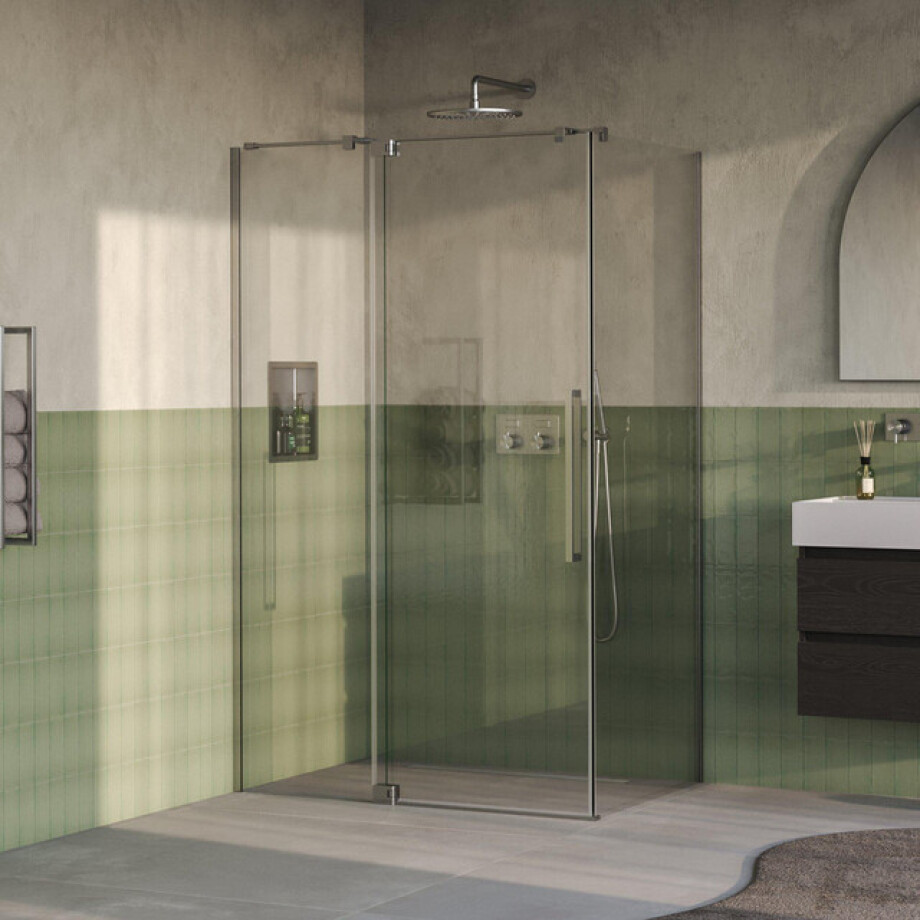 BRAUER Stellar Douchecabine - 120x90x200cm - draaideur - glascoating - omkeerbaar - helder glas - Geborsteld RVS PVD GS-SRC1H12090200NG afbeelding 1