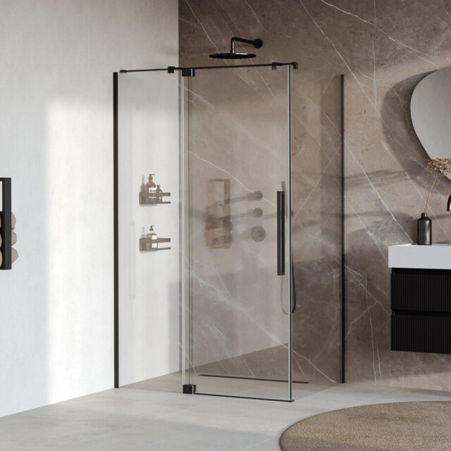 BRAUER Stellar Douchecabine - 120x90x200cm - draaideur - glascoating - omkeerbaar - helder glas - mat zwart GS-SRC1H12090200MZ BRAUER Stellar Douchecabine - 120x90x200cm - draaideur - glascoating - omkeerbaar - helder glas - mat zwart GS-SRC1H12090200MZ afbeelding 1