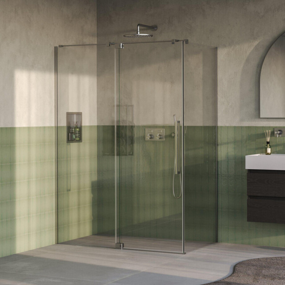 BRAUER Stellar Douchecabine - 140x90x200cm - draaideur - glascoating - omkeerbaar - helder glas - Geborsteld RVS PVD GS-SRC1H14090200NG afbeelding 1