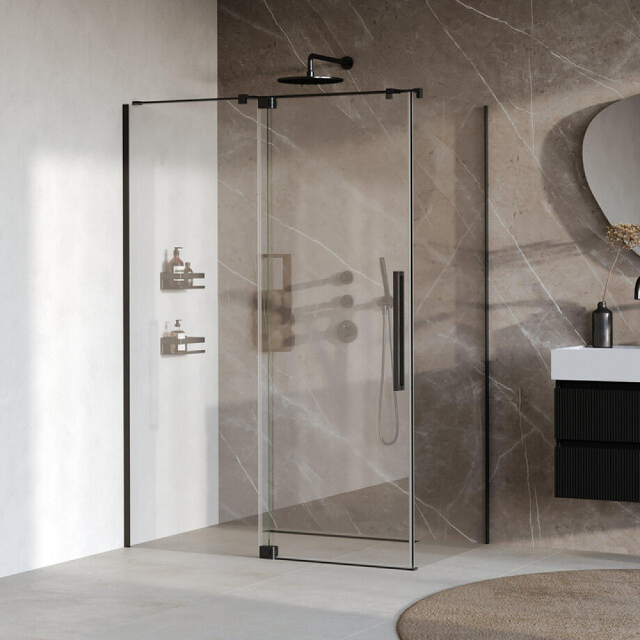 BRAUER Stellar Douchecabine - 140x90x200cm - draaideur - glascoating - omkeerbaar - helder glas - mat zwart GS-SRC1H14090200MZ BRAUER Stellar Douchecabine - 140x90x200cm - draaideur - glascoating - omkeerbaar - helder glas - mat zwart GS-SRC1H14090200MZ afbeelding 1