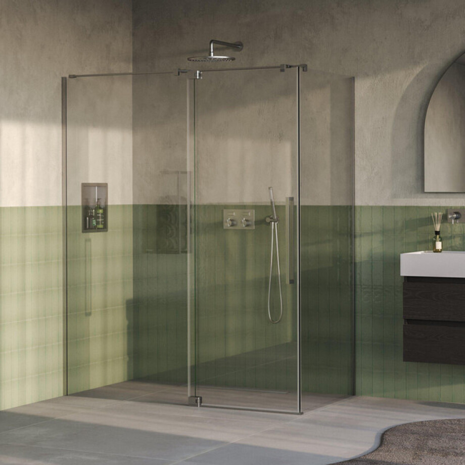 BRAUER Stellar Douchecabine - 160x90x200cm - draaideur - glascoating - omkeerbaar - helder glas - Geborsteld RVS PVD GS-SRC1H16090200NG afbeelding 1