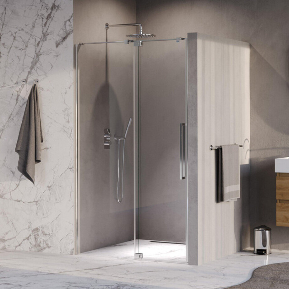 BRAUER Stellar Nisdeur - 2-delig - 120x200cm - draaideur - glascoating - omkeerbaar - helder glas - Geborsteld RVS PVD GS-SRN1H120200CE afbeelding 1