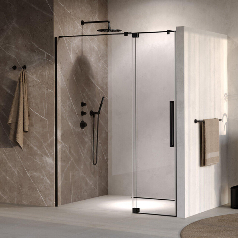 BRAUER Stellar Nisdeur - 2-delig - 140x200cm - draaideur - glascoating - omkeerbaar - helder glas - geborsteld gunmetal PVD GS-SRN1H140200MZ afbeelding 1