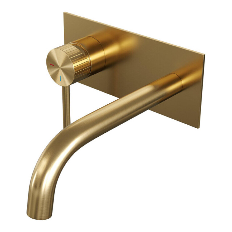 BRAUER Stripe Inbouw Wastafelmengkraan - gebogen uitloop en afdekplaat - model A2 - goud geborsteld PVD 5-GG-333 afbeelding 1