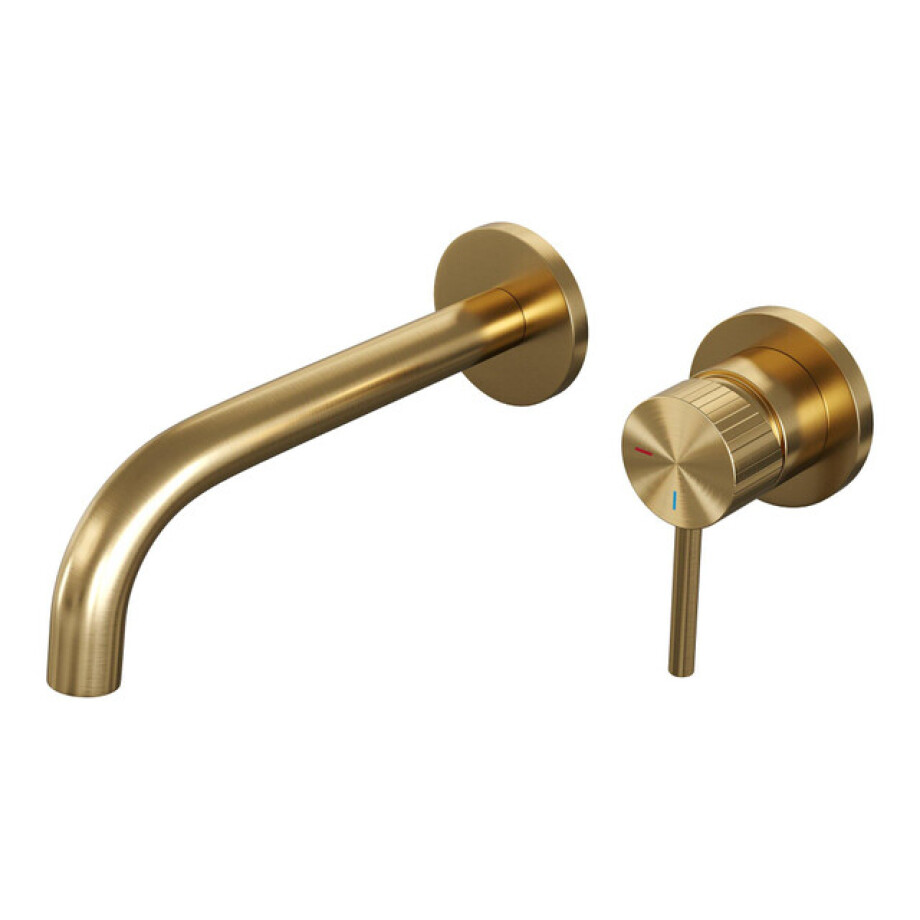 BRAUER Stripe Inbouw Wastafelmengkraan - gebogen uitloop en rozetten - model A1 - goud geborsteld PVD 5-GG-328 afbeelding 1