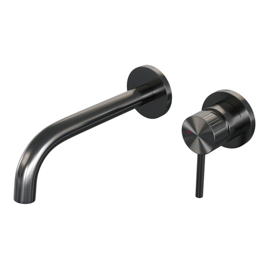 BRAUER Stripe Inbouw Wastafelmengkraan - gebogen uitloop en rozetten - model A1 - gunmetal geborsteld PVD 5-GM-328 afbeelding 1