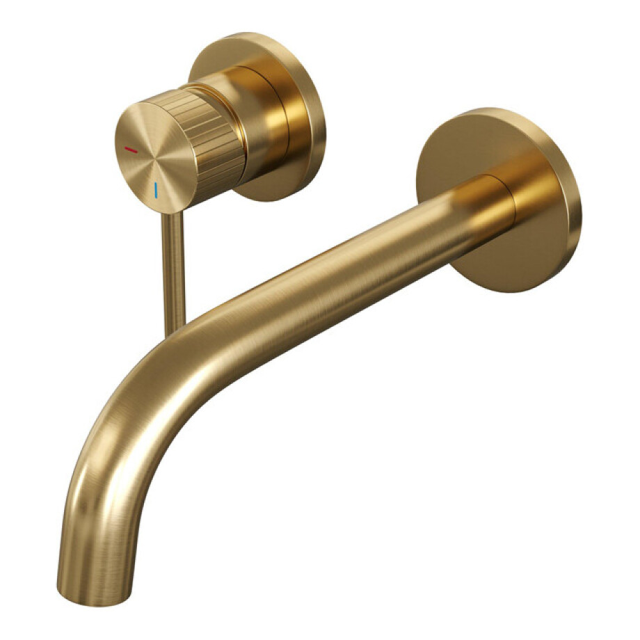 BRAUER Stripe Inbouw Wastafelmengkraan - gebogen uitloop en rozetten model A2 - goud geborsteld PVD 5-GG-332 afbeelding 1