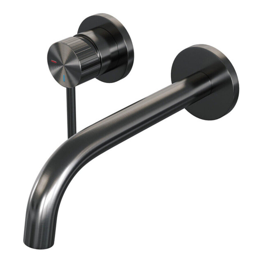 BRAUER Stripe Inbouw Wastafelmengkraan - gebogen uitloop en rozetten model A2 - gunmetal geborsteld PVD 5-GM-332 afbeelding 1