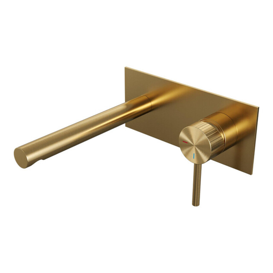 BRAUER Stripe Inbouw Wastafelmengkraan - rechte uitloop en afdekplaat model A1 - goud geborsteld PVD 5-GG-330 afbeelding 1