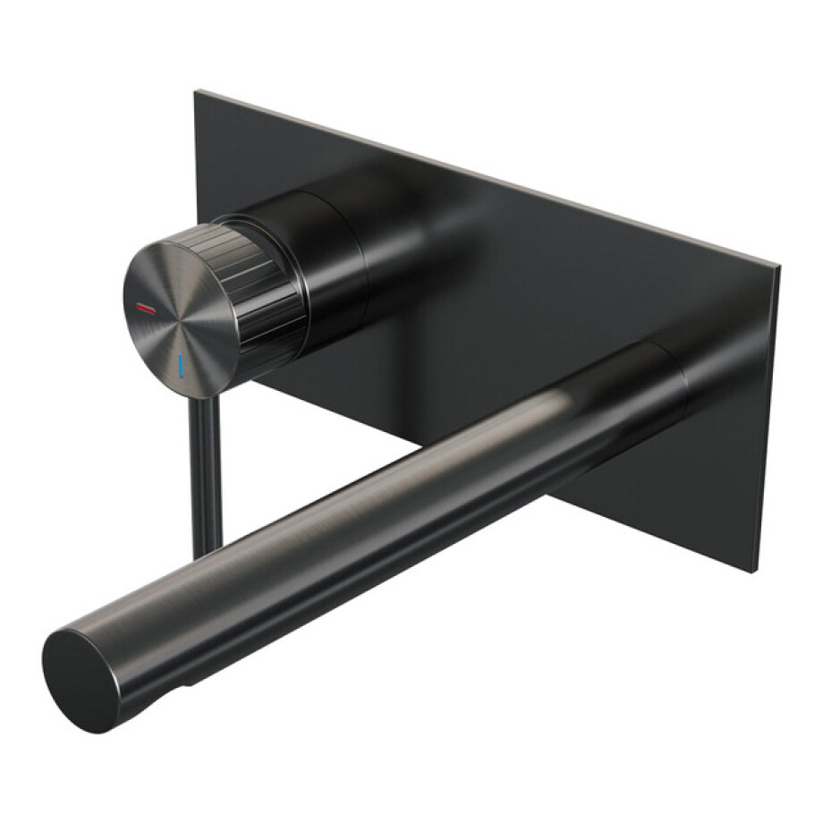 BRAUER Stripe Inbouw Wastafelmengkraan - rechte uitloop en afdekplaat - model A2 - gunmetal geborsteld PVD 5-GM-334 afbeelding 1