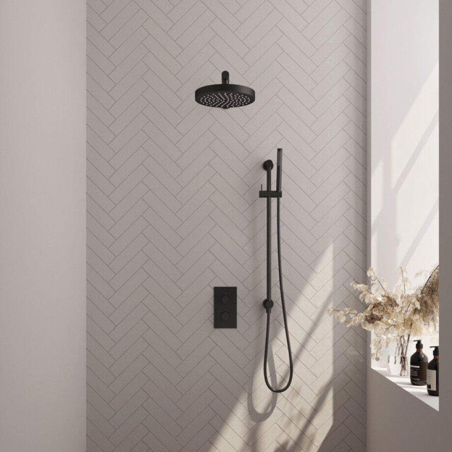 BRAUER Stripe Thermostatische Inbouw Regendouche - 3-weg - rechthoekig - SET 19 - 25cm douchekop - rechte muurarm - staaf handdouche - doucheslang - geïntegreerde glijstang - mat zwart 5-S-401 BRAUER Stripe Thermostatische Inbouw Regendouche - 3-weg - rechthoekig - SET 19 - 25cm douchekop - rechte muurarm - staaf handdouche - doucheslang - geïntegreerde glijstang - mat zwart 5-S-401 afbeelding 1