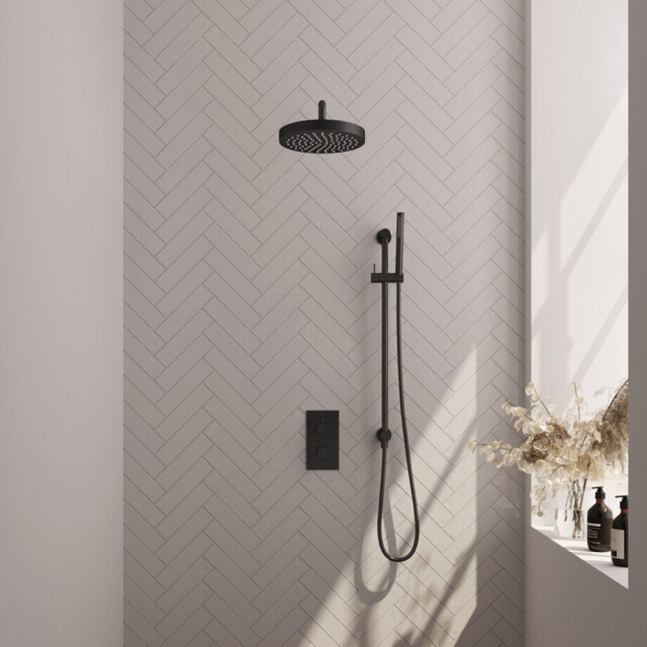 BRAUER Stripe Thermostatische Inbouw Regendouche - 3-weg - rechthoekig - SET 20 - 25cm douchekop - gebogen muurarm - staaf handdouche - doucheslang - geïntegreerde glijstang - mat zwart 5-S-403 BRAUER Stripe Thermostatische Inbouw Regendouche - 3-weg - rechthoekig - SET 20 - 25cm douchekop - gebogen muurarm - staaf handdouche - doucheslang - geïntegreerde glijstang - mat zwart 5-S-403 afbeelding 1