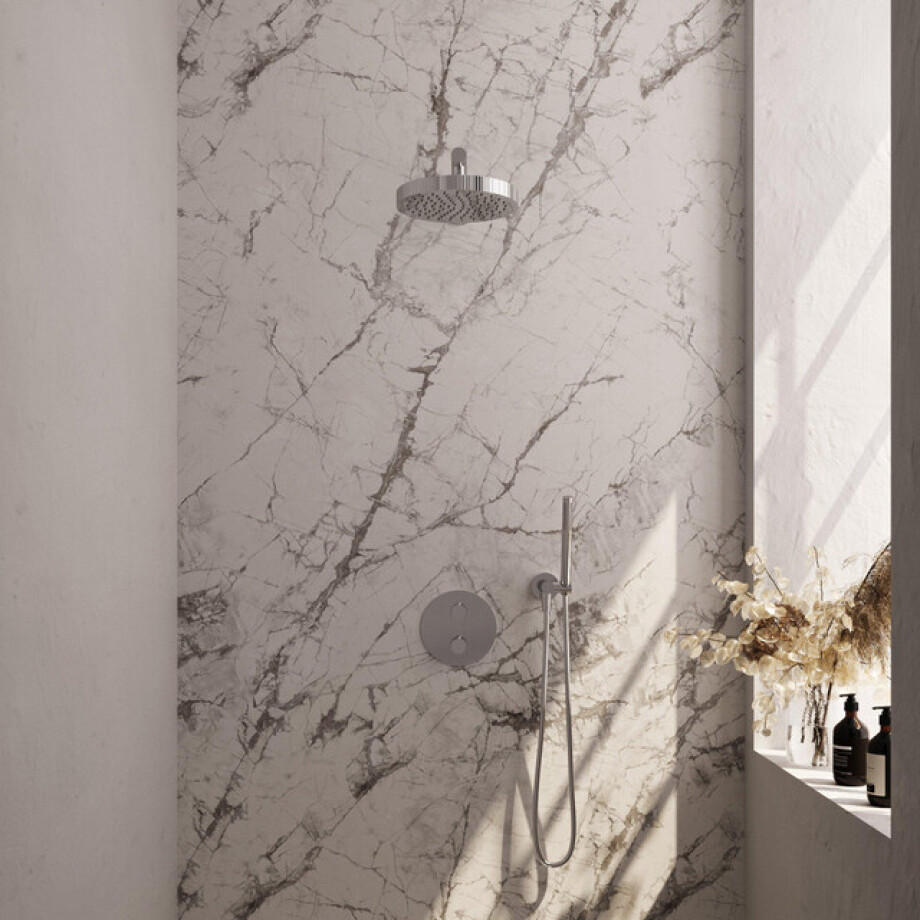 BRAUER Stripe Thermostatische Inbouw Regendouche - 3-weg - rond - SET 37 - 25cm douchekop - rechte muurarm - staaf handdouche - doucheslang - wandaansluitbocht - chroom 5-CE-437 BRAUER Stripe Thermostatische Inbouw Regendouche - 3-weg - rond - SET 37 - 25cm douchekop - rechte muurarm - staaf handdouche - doucheslang - wandaansluitbocht - chroom 5-CE-437 afbeelding 1