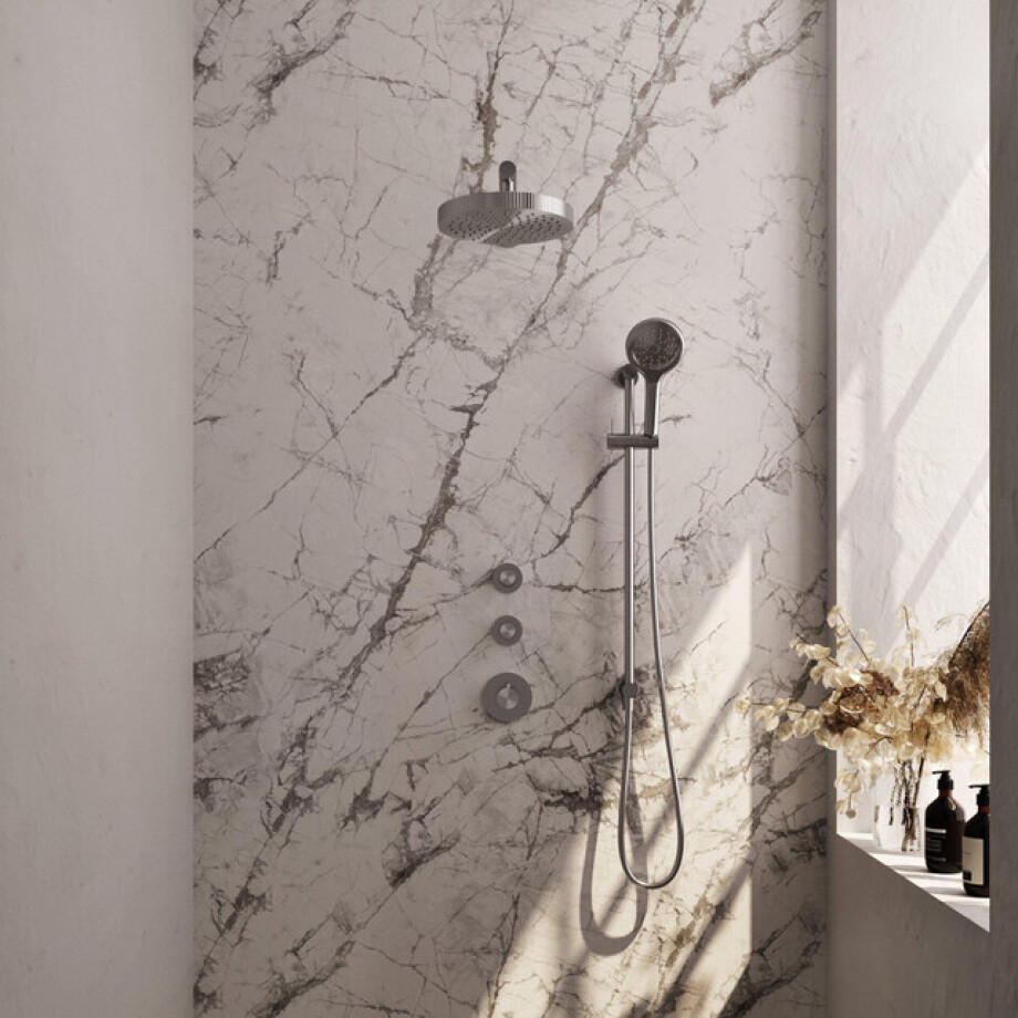 BRAUER Stripe Thermostatische Inbouw Regendouche - SET 10 - 25cm douchekop - rechte muurarm - 3-standen handdouche - doucheslang - geïntegreerde glijstang - RVS-kleurig geborsteld PVD 5-NG-383 BRAUER Stripe Thermostatische Inbouw Regendouche - SET 10 - 25cm douchekop - rechte muurarm - 3-standen handdouche - doucheslang - geïntegreerde glijstang - RVS-kleurig geborsteld PVD 5-NG-383 afbeelding 1