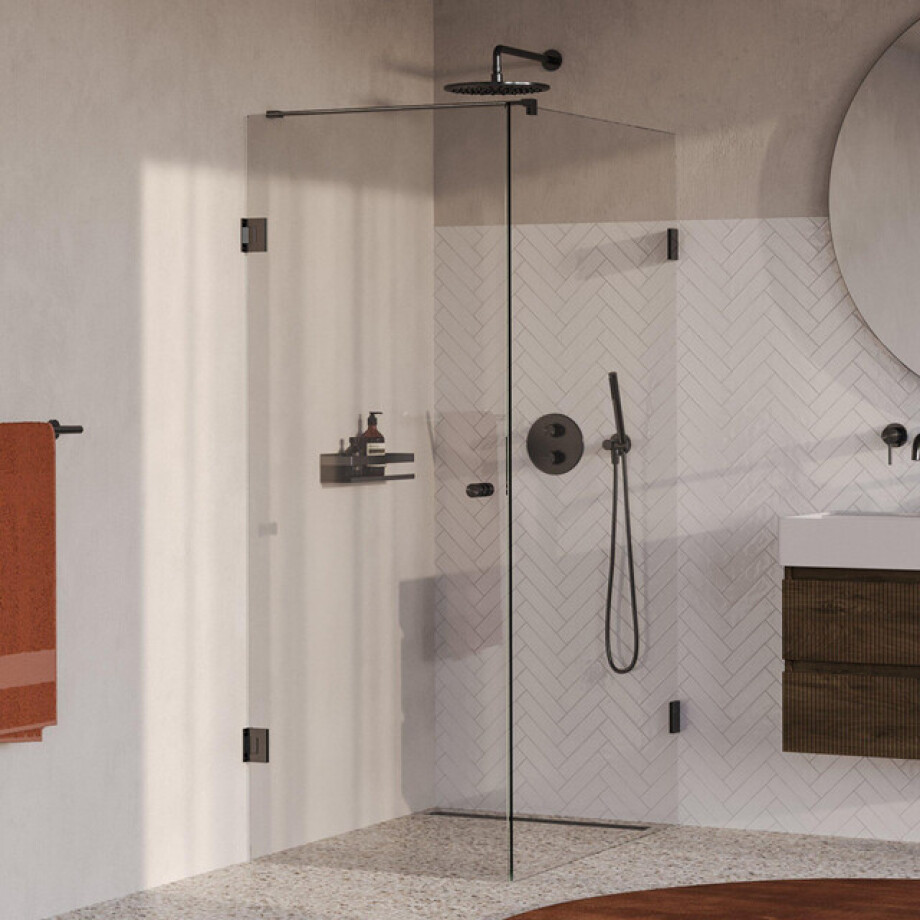 BRAUER Void Carving Douchecabine - 80x120x200cm - draaideur - glascoating - omkeerbaar - helder glas - geborsteld gunmetal PVD GS-VOCC1H80120200GM BRAUER Void Carving Douchecabine - 80x120x200cm - draaideur - glascoating - omkeerbaar - helder glas - geborsteld gunmetal PVD GS-VOCC1H80120200GM afbeelding 1